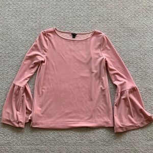 Ann Taylor blush pink velour top with bell sleeves.